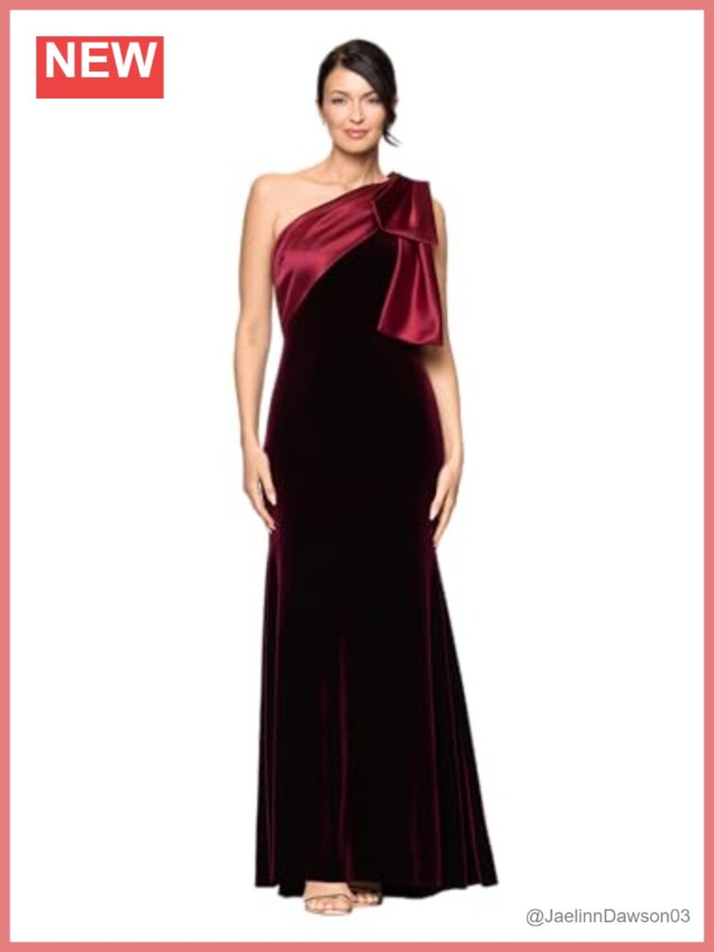 One Shoulder Mikado Bow Floor-Length Velvet Gown